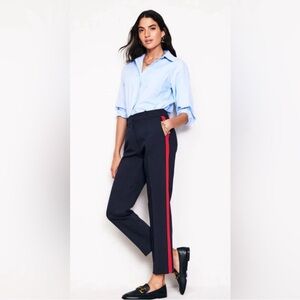 Banana Republic Avery Navy Pants with Red Stripe